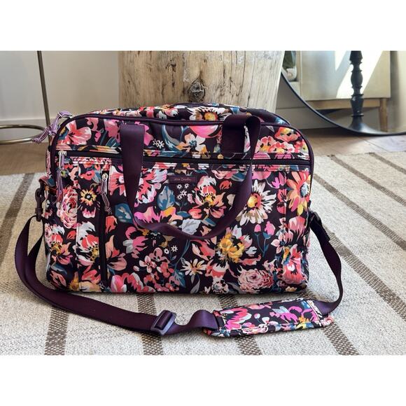 Vera Bradley Lighten Up Weekender Duffel Bag Indiana Blossoms Floral Purple - Picture 1 of 12